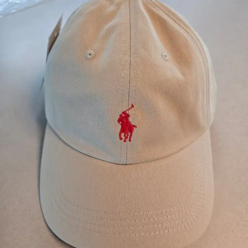 [BUNJANG] Polo Ralph Lauren Ball Cap Beige Red Logo / 폴로 랄프로렌 볼캡 베이지 레드