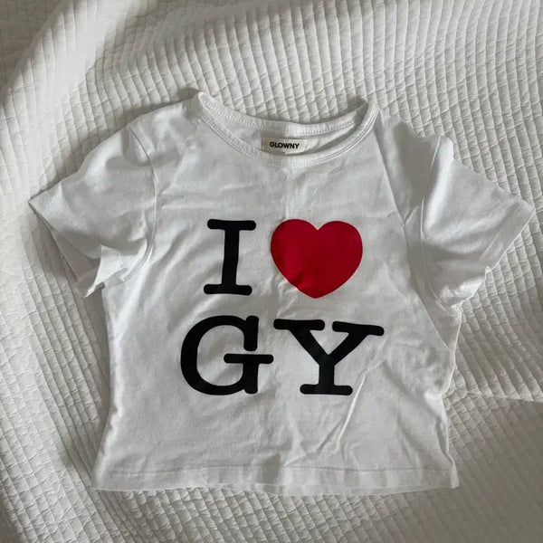 [BUNJANG] GLOWNY i love GY Baby Tee / 글로니 l iove GY 아이러브글로니 티셔츠 베이비티