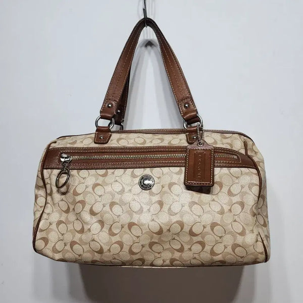 [BUNJANG] COACH Signature PVC Leather Satchel Boston Bag / 코치 COACH 시그니처 PVC 레더 사첼백 보스턴가방백