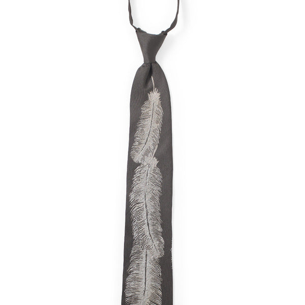 [BUNJANG] Kapital Silk Twill Feather Zip Tie Black / 캐피탈 실크 트윌 페더 집 타이 블랙 K2604XG527
