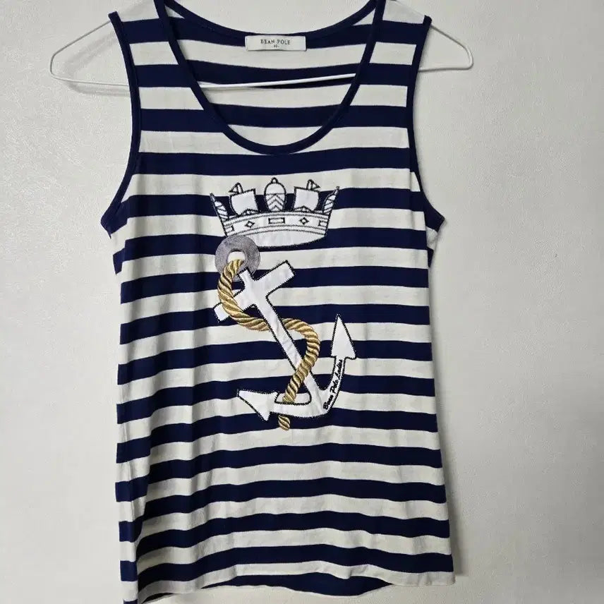 [BUNJANG] Beanpole Navy Stripe Anchor Sleeveless Shirt / 빈폴 네이비 스트라이프 앵커 나시 90남여공용