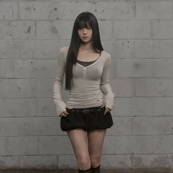 [BUNJANG] Khaki Point Steel Button Top (Sage) / 카키포인트 Steel Button Top (sage)