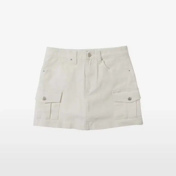 [BUNJANG] Az on Side Pocket Cargo Skirt White M / 애즈온 사이드 포켓 카고 스커트 화이트 M