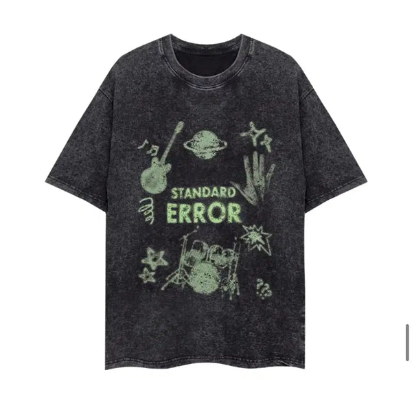 [BUNJANG] Standard Sound Pigment Short Sleeve T-Shirt Black / 스탠다드 사운드 웨이브 피그먼트 반팔 티셔츠 피그먼트 블랙