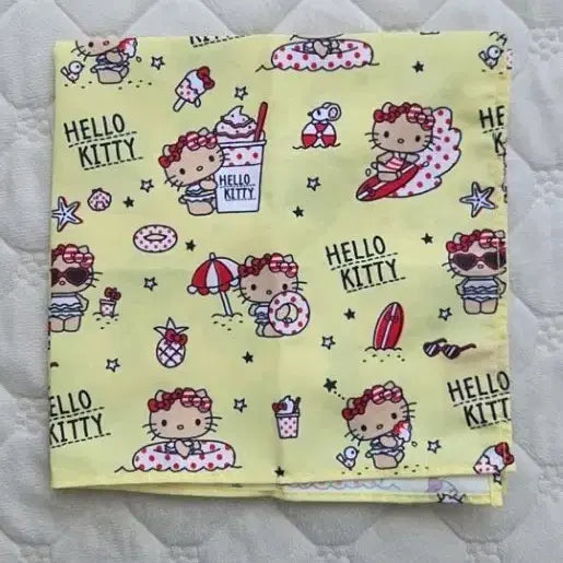 [BUNJANG] Sanrio Tanning Hello Kitty Yellow Hand Towel / [정품] 산리오 태닝 헬로키티 노란 손수건