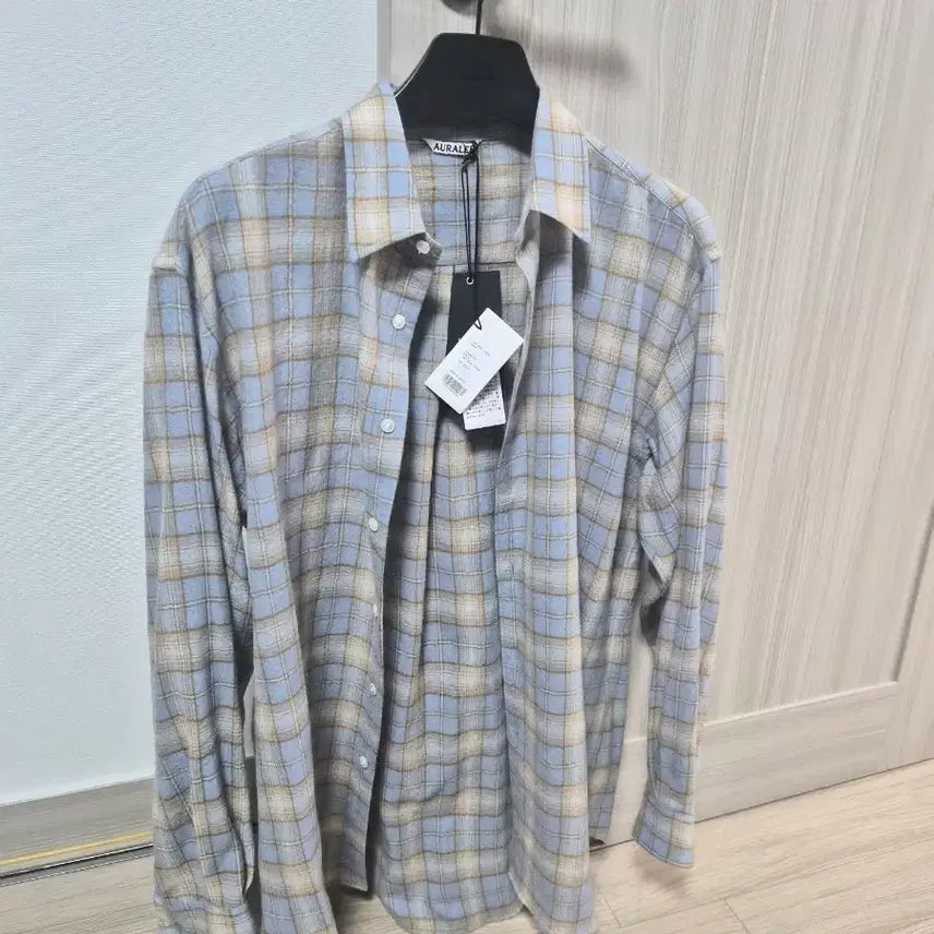 [BUNJANG] Auralee Checked Shirt Blue Beige Size 4 / 오라리 체크셔츠 블루 베이지 4 사이즈