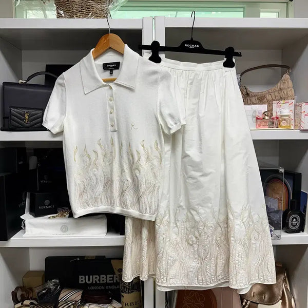 [BUNJANG] ROCHAS Embroidered Detail Two-Piece Set / [ ROCHAS ] 로샤스 자수디테일 투피스 세트