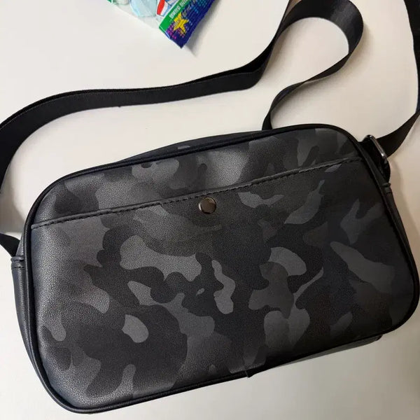 [BUNJANG] Glossy Camo Pattern Leather Crossbody Bag / 카모 패턴 유광 가죽 크로스백  미니백 보조백