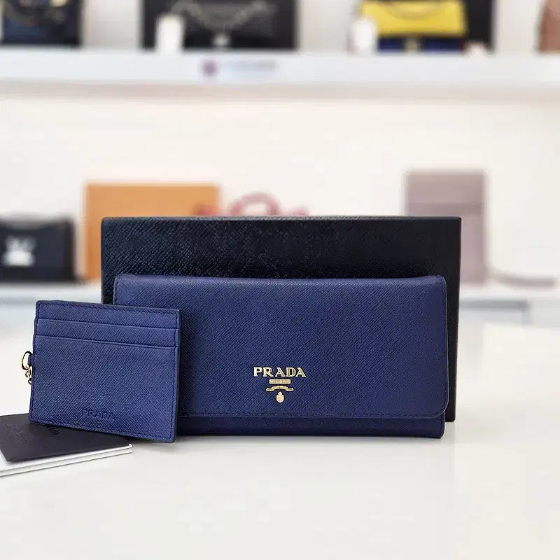 [BUNJANG] Prada Saffiano Long Wallet Blue / 프라다 사피아노 장지갑 블루 1MH132