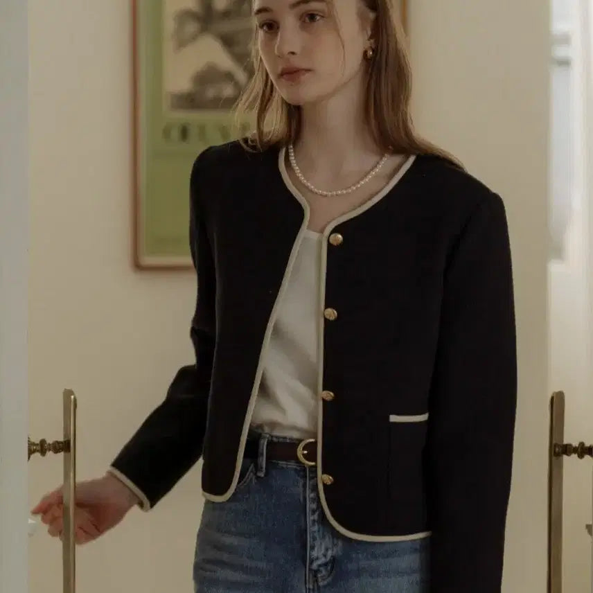 [BUNJANG] Til A Di Da Collarless Tweed Jacket Black / 틸아이다이 카라리스 트위드 자켓 블랙