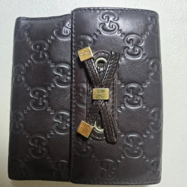 [BUNJANG] Gucci Shima Leather Long Wallet Dark Brown / 구찌 시마 가죽 장지갑 다크 브라운