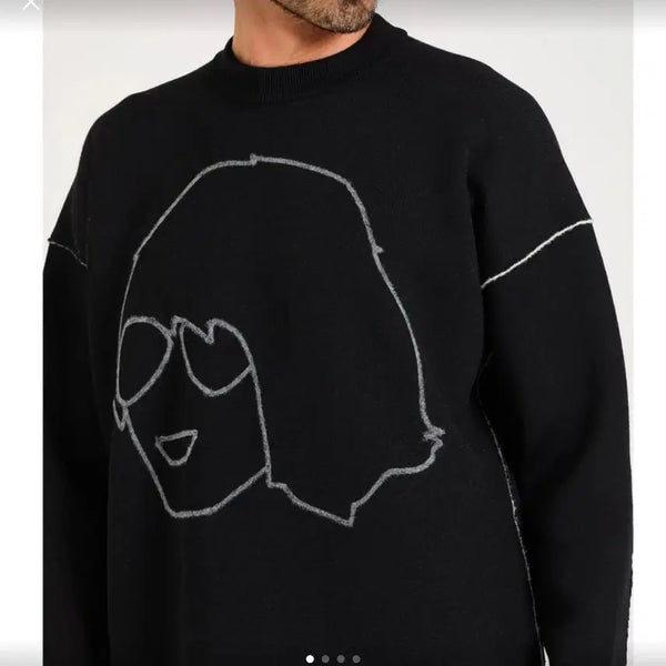 [BUNJANG] Kenzo Boke Face Jacquard Knit Sweater / 겐죠 새상품 Boke Face 자카드 니트 정품