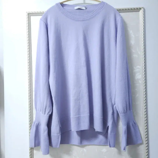 [BUNJANG] Lavender Flare Sleeve Knit Top / 미착용 라벤더색 플레어 소매 니트