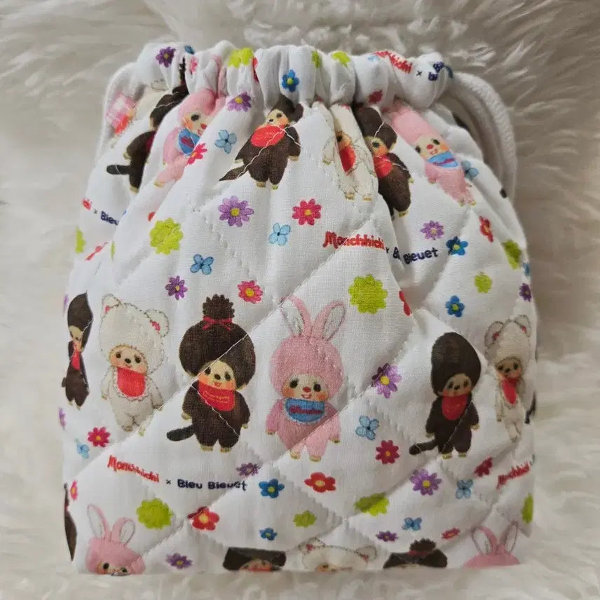 [BUNJANG] Monchhichi Quilting Drawstring Pouch / 몬치치 퀼팅 복주머니 조리개파우치