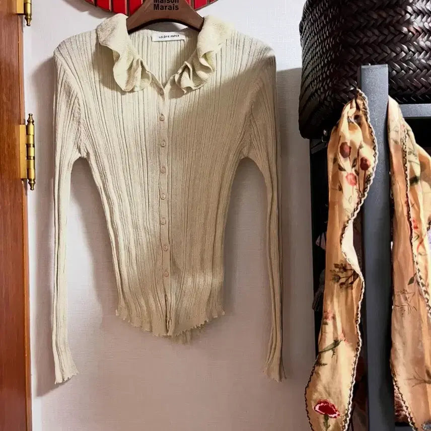 [BUNJANG] Frill Ribbed Cardigan / 프릴 골지 가디건