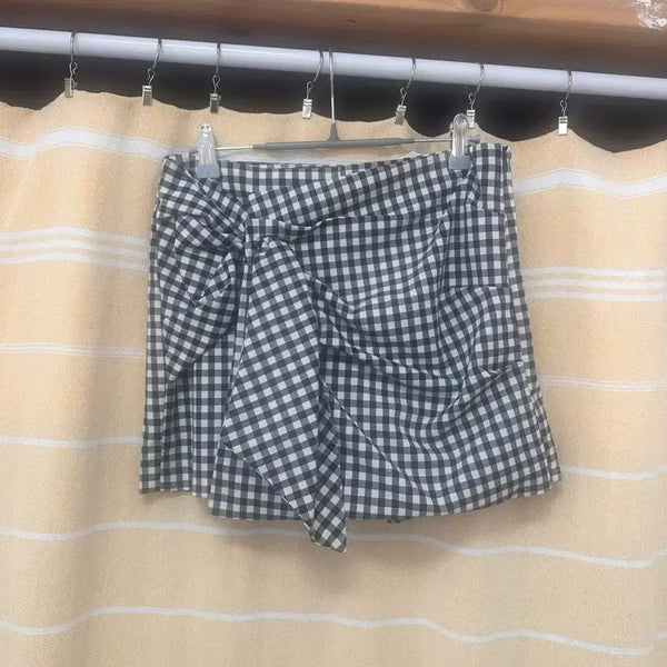 [BUNJANG] Checkered Ribbon Skort / 체크무늬 리본 치마바지