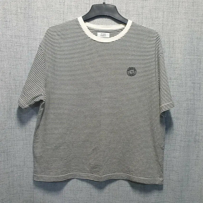 [BUNJANG] Studio Tomboy Striped Short Sleeve T-Shirt Free Size / 스튜디오 톰보이 단가라 반팔 티셔츠 free