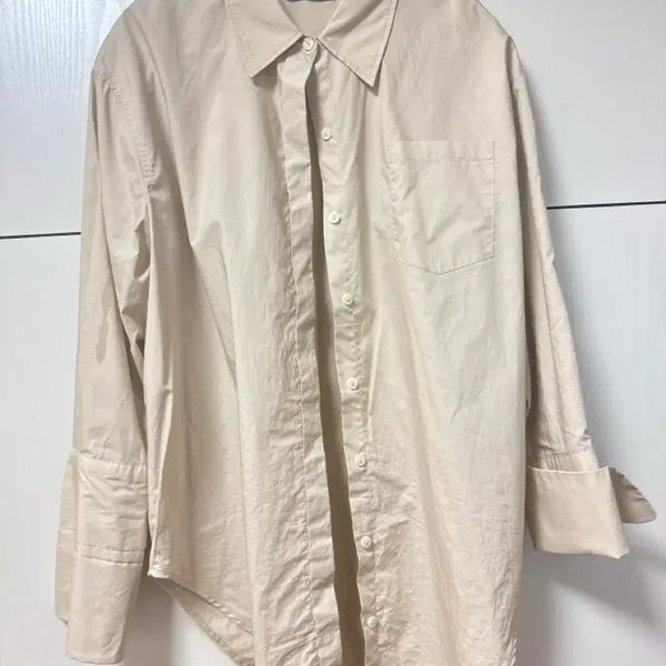 [BUNJANG] Zara Oversized Turn-Up Sleeve Shirt Beige / 자라 오버사이즈 소매 턴업 셔츠