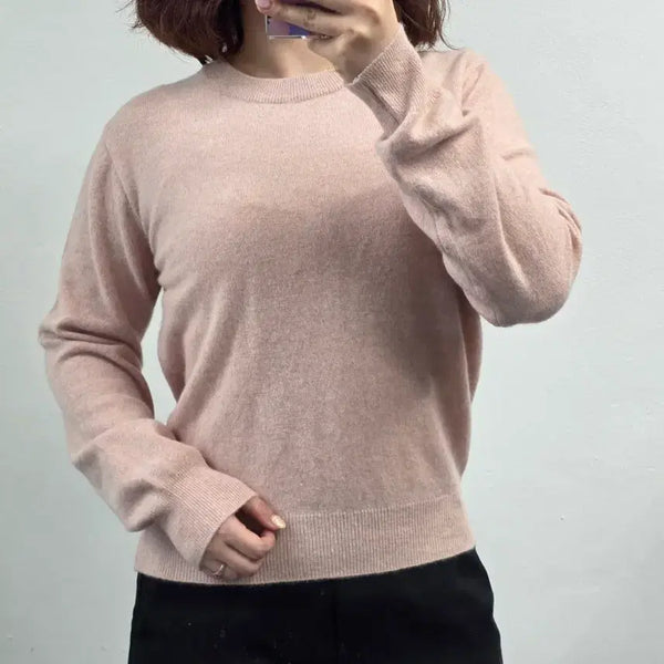 [BUNJANG] SMC Sable Mink Cashmere Round Knit Pink Beige / [프립]F/보세 세이블 밍크 캐시미어 라운드 니트 핑크베이지