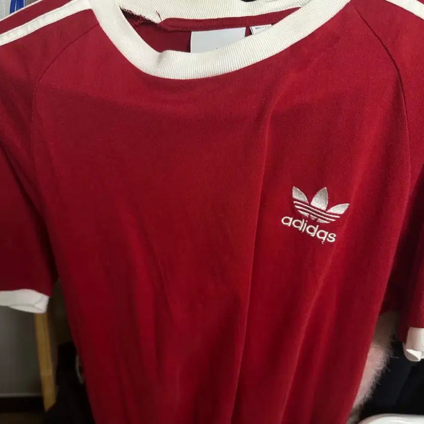 [BUNJANG] Adidas Trefoil T-Shirt Red / 아디다스 삼선 반팔 레드