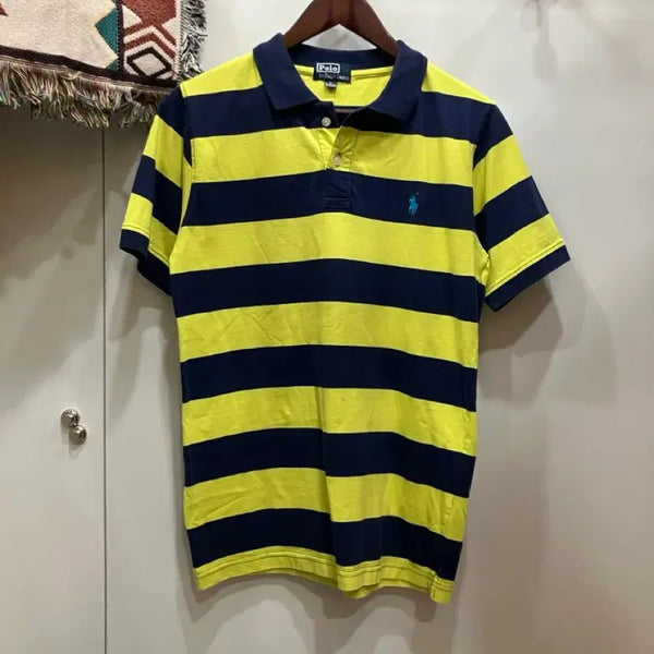 [BUNJANG] Polo Ralph Lauren Honey Bee Stripe Collar T-Shirt - Size L / 폴로 카라티 꿀벌L