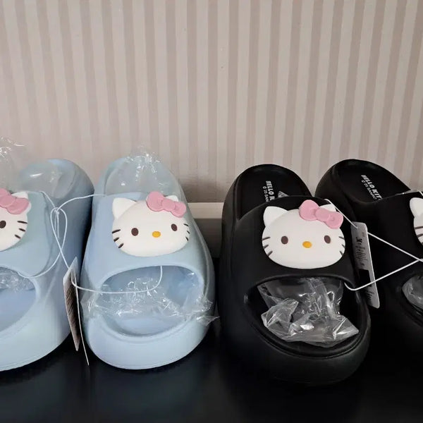 [BUNJANG] Sanrio Hello Kitty Platform Mule Sandals (Blue/Black, Size 250) / 산리오 헬로키티 통굽  슬리퍼 샌들 230 240 250 새상품