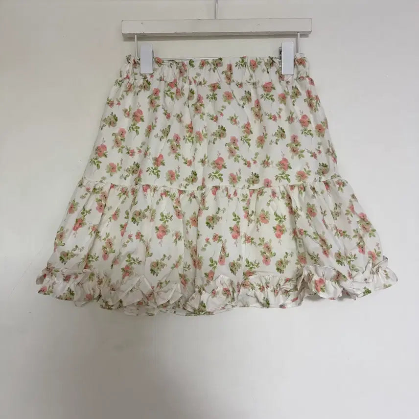[BUNJANG] Women's Flower Frill Banding Mini Skirt / 새상품 여자 플라워 프릴 밴딩 미니스커트