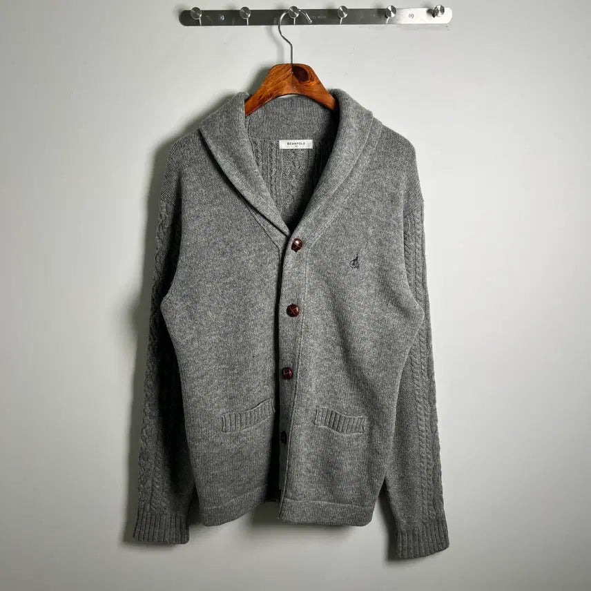 [BUNJANG] BEANPOLE Gray Shawl Collar Knit Cardigan / BEANPOLE 빈폴 그레이 숄카라 니트 가디건 100