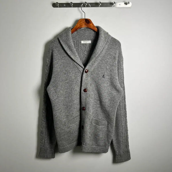 [BUNJANG] BEANPOLE Gray Shawl Collar Knit Cardigan / BEANPOLE 빈폴 그레이 숄카라 니트 가디건 100