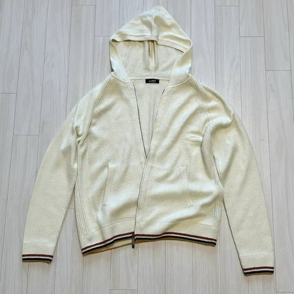 [BUNJANG] BRAND Knit Hood Zip-Up Ivory / [BRAND] 니트 후드 집업 아이보리
