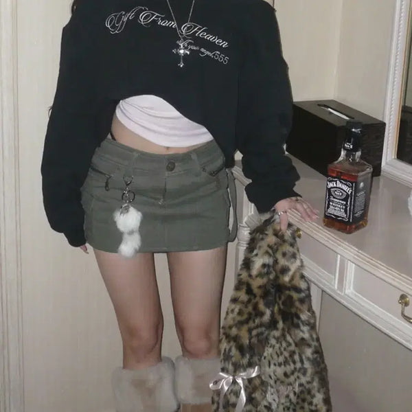 [BUNJANG] Angel Number 555 Vintage Rober Skirt Khaki M / 엔젤넘버555 vintage rober skirt 빈티지 로버 스커트 m