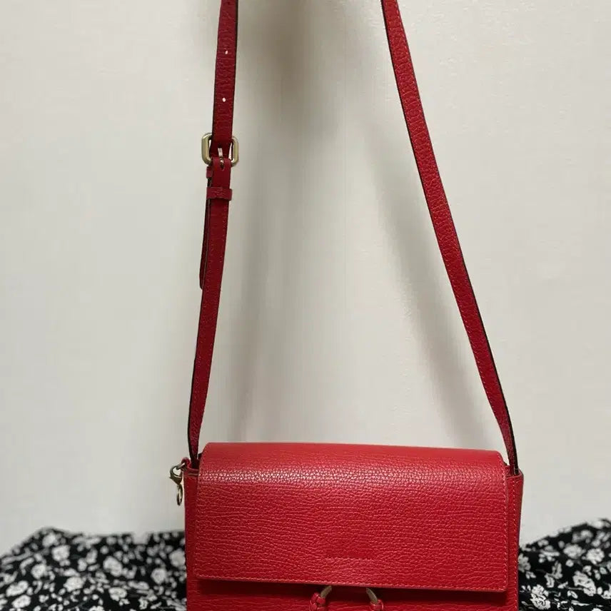 [BUNJANG] Anne Klein Red Leather Chain Shoulder Bag / 앤클라인 레드 가죽 체인백 크로스백
