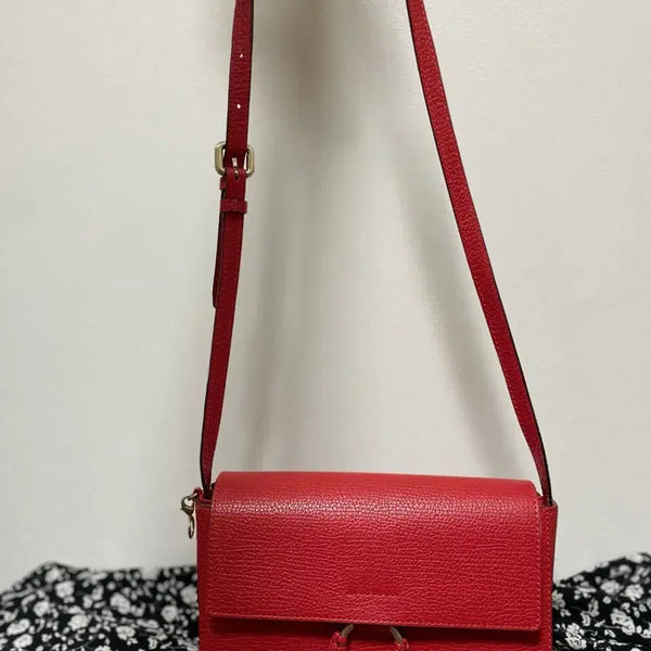 [BUNJANG] Anne Klein Red Leather Chain Shoulder Bag / 앤클라인 레드 가죽 체인백 크로스백