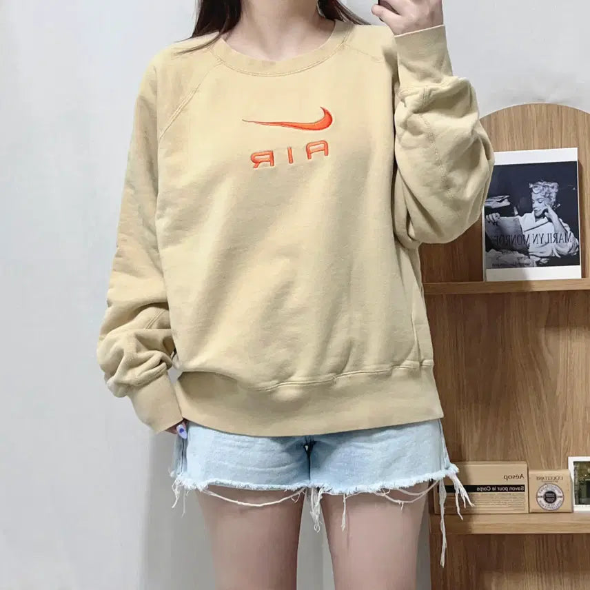 [BUNJANG] Nike Air Center Logo Sweatshirt Beige XL / 나이키 베이지 AIR 중앙로고 맨투맨 [ XL ]