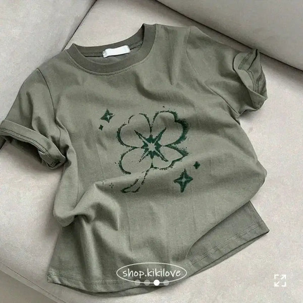 [BUNJANG] Clover Print T-Shirt / 에이블리 반팔