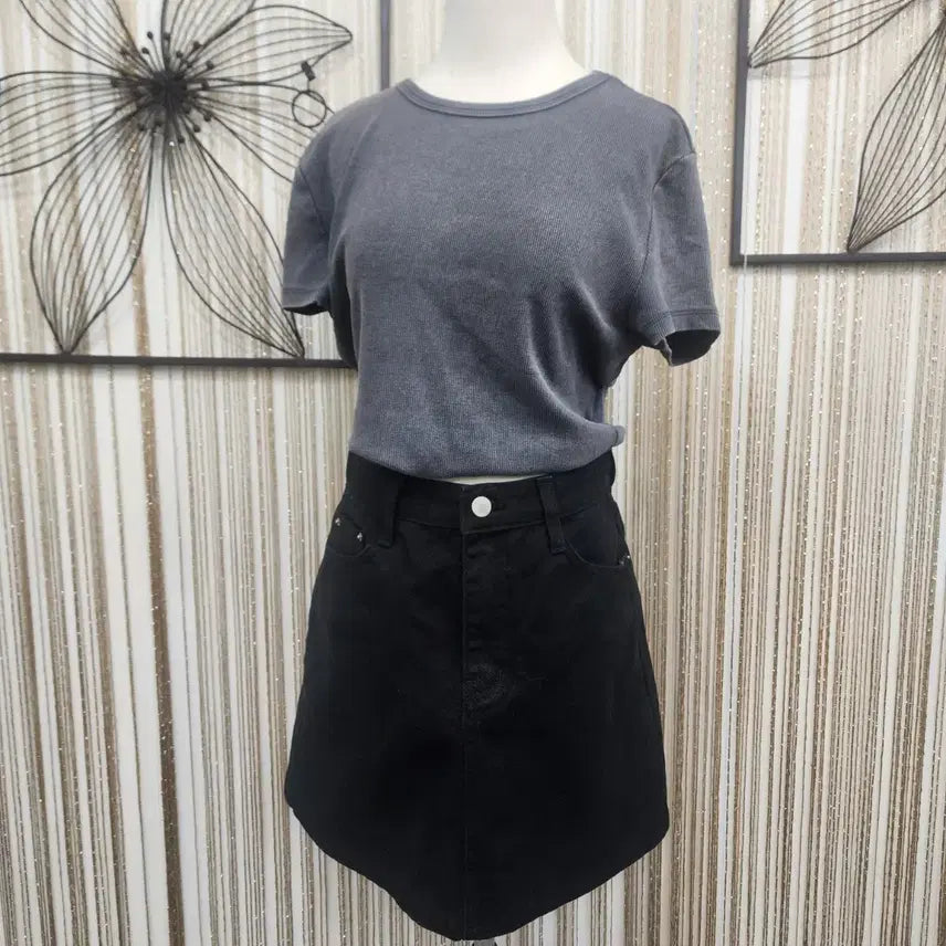 [BUNJANG] H&M Ribbed Cropped T-Shirt Size L / h&m 그레이 골지 크롭 티셔츠 L사이즈