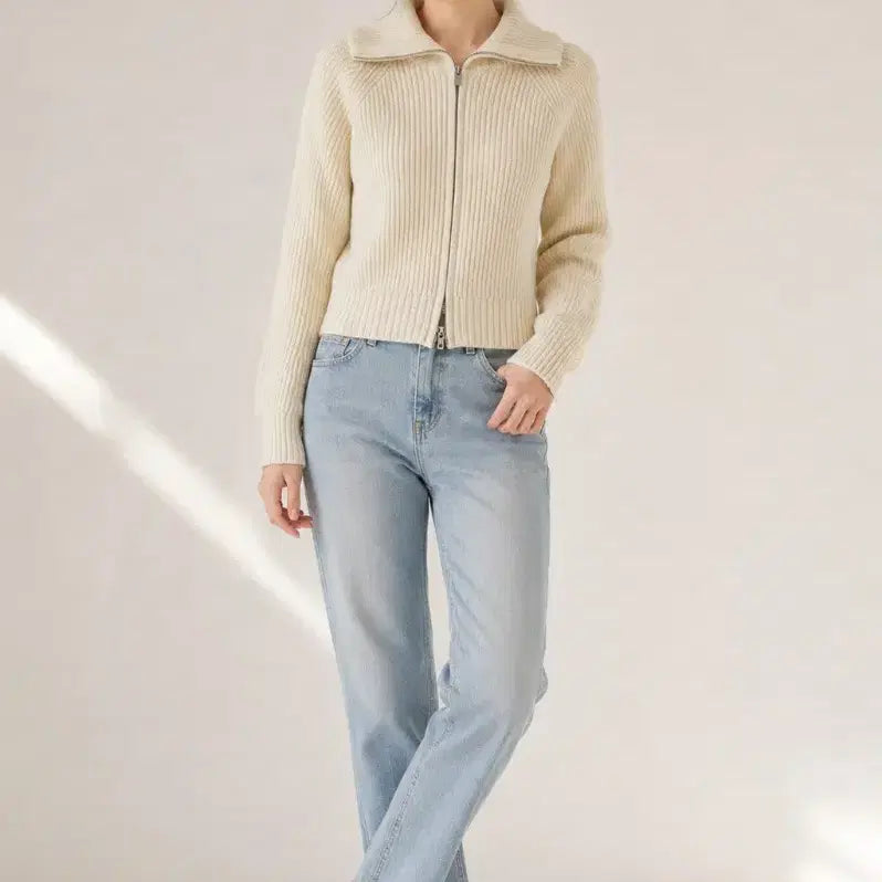 [BUNJANG] Lamirey Fine Wool Zip-Up Cardigan Ivory / 라메레이/파인울 집업 가디건 아이보리/프리/앨리스/1556