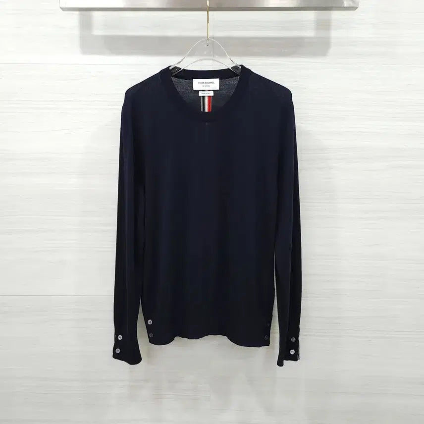 [BUNJANG] Thom Browne Navy Tricolor Stripe Wool Knit MKA279A Size 2 / 2 / 톰브라운 네이비 백 삼선 울 니트 MKA279A