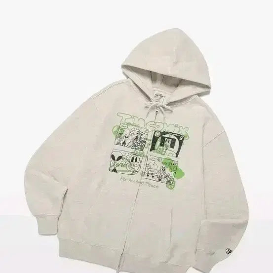 [BUNJANG] Team Comics Spray Cartoon Graphic Zip-Up Hoodie / 팀코믹스 SPRAY CARTOON GRAPHIC HOODIE ZIP UP