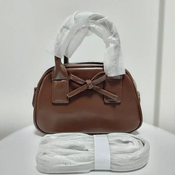 [BUNJANG] Brown Mini Tote Bag with Cross Strap / 브라운 미니 토트백 크로스백 스트랩 포함