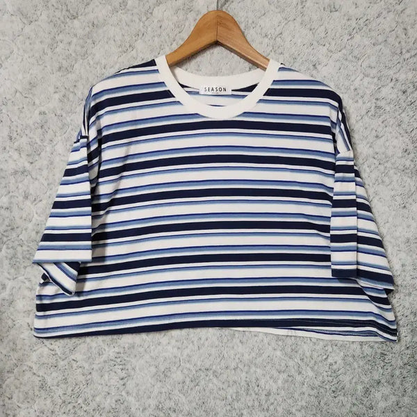 [BUNJANG] 304B Season Striped Oversized Short Sleeve T-Shirt / 304B [F] Season 스트라이프 오버핏 반팔 티셔츠