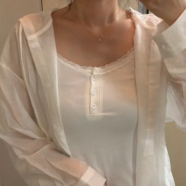 [BUNJANG] Near Wear Pastel Time Summer UV Protection Hoodie Zip-up White Shirt / 화이트 셔츠 후드 집업 여름 살안타템 에이블리 니어웨어 파스텔타임