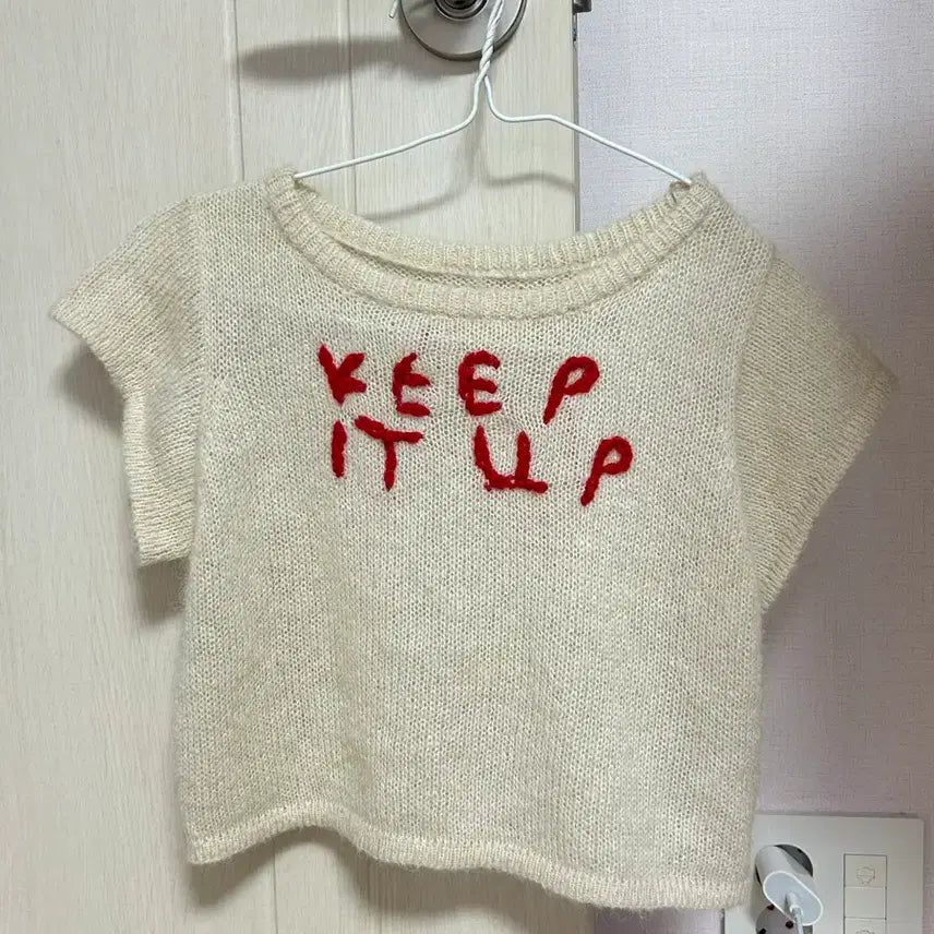 [BUNJANG] Knit Short Sleeve Cropped Top / 니트 반팔