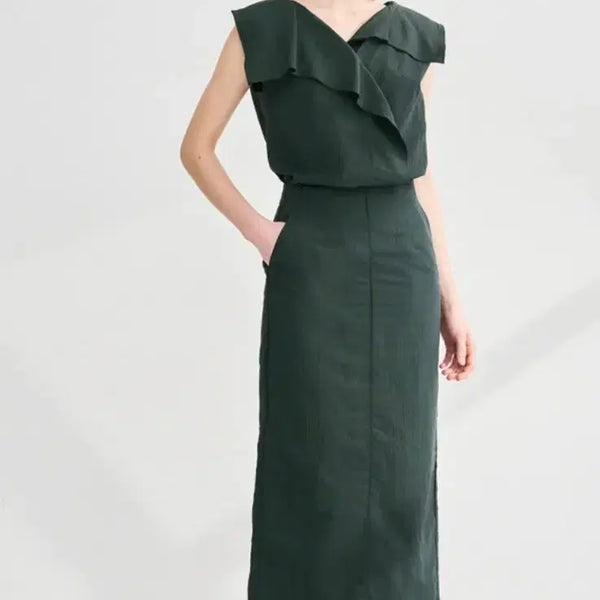 [BUNJANG] Time Homme Linen Blend Blouse & Skirt Set / 한섬 래트 [셋업] 린넨블렌드 블라우스&스커트