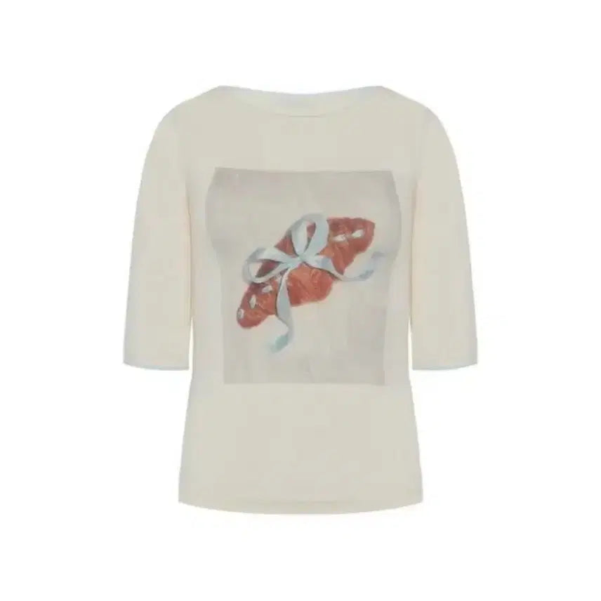 [BUNJANG] Pehrt 3/4 Sleeve Croissant Print T-Shirt / pehrt 페르트 3/4 Sleeve Print T