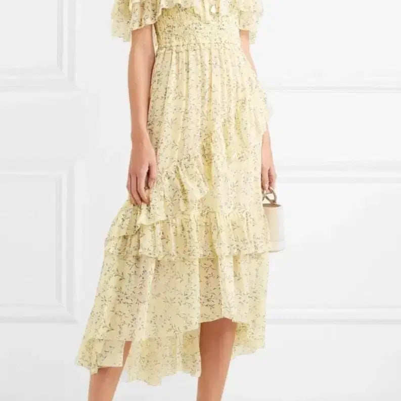 [BUNJANG] Ulla Johnson Floral Silk Off-Shoulder Ruffle Maxi Dress / Ulla Johnson 울라 존슨