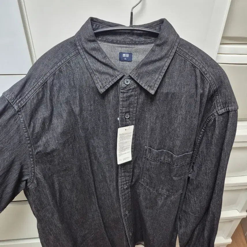 [BUNJANG] Uniqlo Denim Overshirt Black XL / 유니클로 데님 오버셔츠 블랙 XL