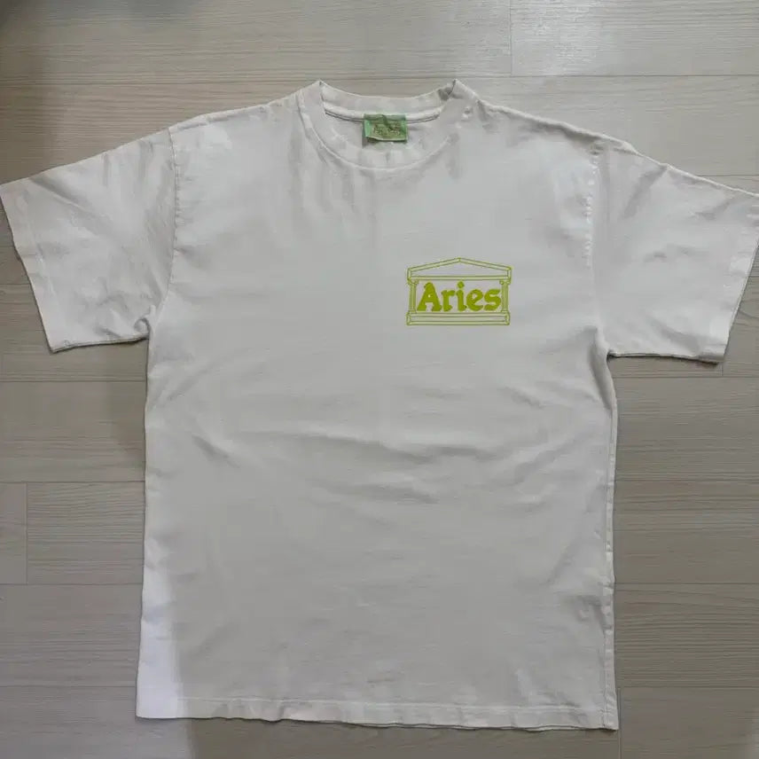 [BUNJANG] Aries Temple Logo White T-Shirt M / Aries 템플로고 화이트 반팔티 M