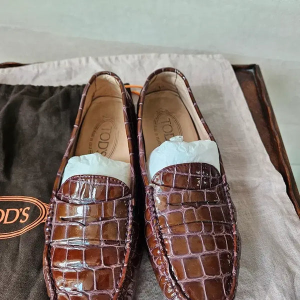 [BUNJANG] Tod's Patent Crocodile-Embossed Driving Shoes / (정품) 토즈 페이던트 드라이빙 슈즈