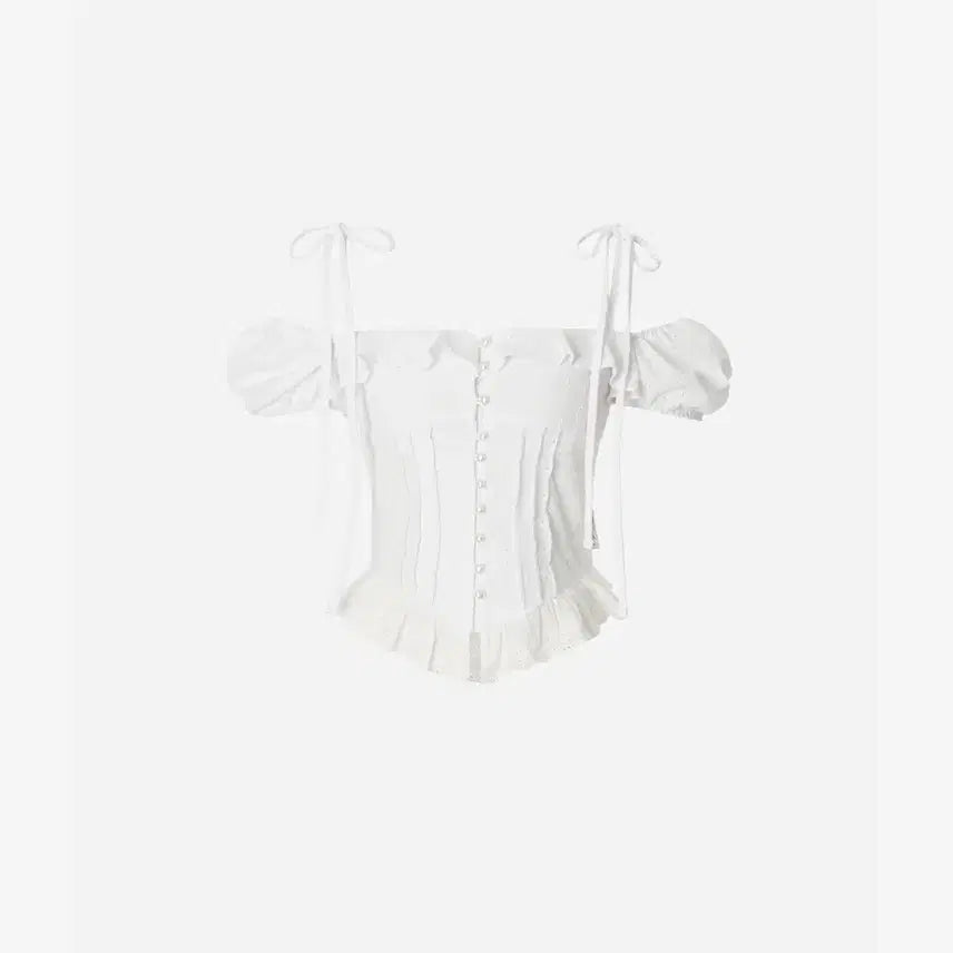 [BUNJANG] New Allin Off-Shoulder Pintuck Lace Blouse White / (새상품) 뉴얼린 로제 2 오프숄더 핀턱 레이스 블라우스 화이트